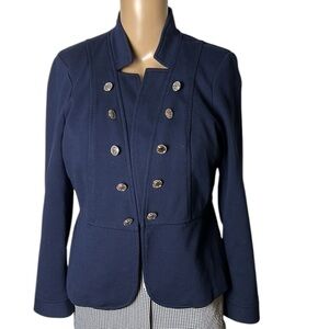 Blazer women 14 P, open front,peplum,button,cropped, steampunk,academia, career